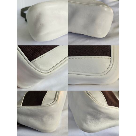 Gucci Web Sherry Line Accessory Pouch Rare Brown Canvas White Leather 92820 - Picture 14 of 15